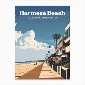 Hermosa Beach Beautiful Travel Illustration Canvas Print