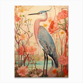 Great Blue Heron 3 Detailed Bird Painting Canvas Print