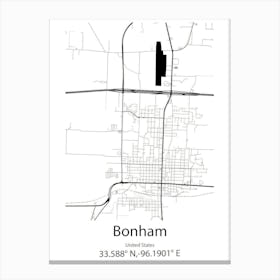 Bonham,United States Minimalist Map Canvas Print