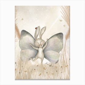 Rabbit Butterfly On Summer Meadow Canvas Print