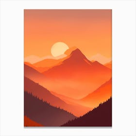 Misty Mountains Vertical Composition In Orange Tone 1 Canvas Print