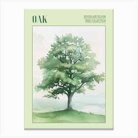 Oak Tree Atmospheric Watercolour Painting 1 Poster Canvas Print