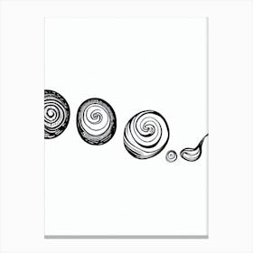 Snails Black & White Drawing Canvas Print