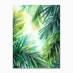 Watercolor Palm Leaves Background Canvas Print