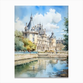 Cha Teau De Chantilly Gardens France Watercolour 2 Canvas Print