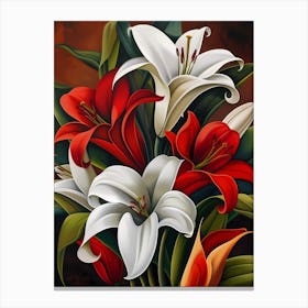 Lilies In A Vase Canvas Print