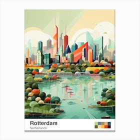 Rotterdam, Netherlands, Geometric Illustration 3 Poster Canvas Print