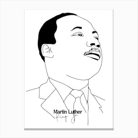 Martin Luther King Jr Activist Legend in Monoline Canvas Print