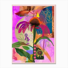 Coneflower 4 Neon Flower Collage Canvas Print