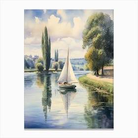 Sailboat On The Seine Canvas Print