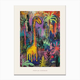 Dinosaur In A Tropical Jungle Painting 1 Poster Canvas Print