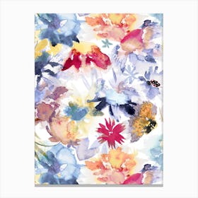 Watercolor Spring Floral Memories Multicolored Canvas Print