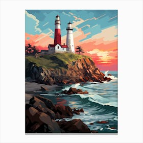 Lighthouse At Sunset 1 Canvas Print