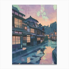 Fukuoka Japan Retro Illustration Canvas Print