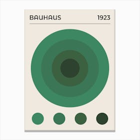 Bauhaus Green Circles, vintage, retro, geometric, European, mid century, art, modern, colorful, summer, aesthetic, abstract Design Canvas Print
