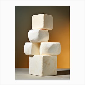 Stacked Blocks Of Cheese, Stones Art Canvas Print