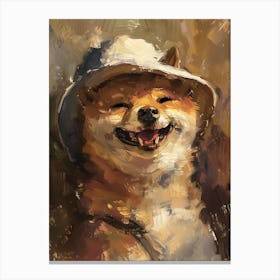 Oil Painting Smiling Shiba Inu 18 Canvas Print