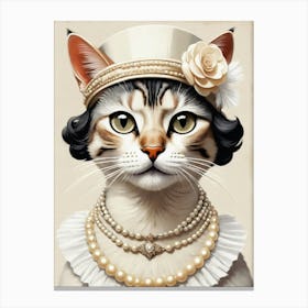 portrait of a cat from the 19th century 1 Canvas Print