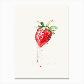 A Single Strawberry, Fruit, Minimalist Watercolour 1 Canvas Print