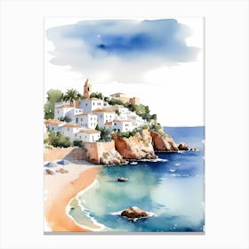 Spanish Ibiza Travel Poster Watercolor Painting (28) Canvas Print