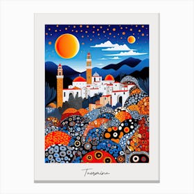 Poster Of Taormina, Italy, Illustration In The Style Of Pop Art 1 Canvas Print