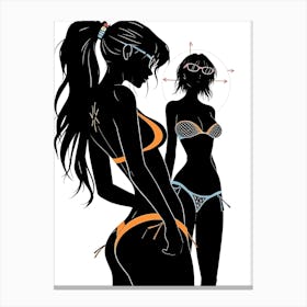 Two Women In Bikinis Canvas Print