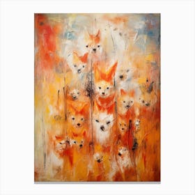 Foxes Abstract Expressionism 1 Canvas Print