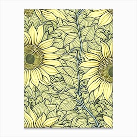 Sunflower Leaf William Morris Inspired Canvas Print