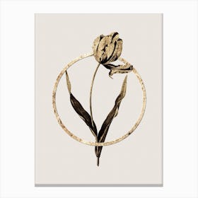 Gold Ring Didier's Tulip Glitter Botanical Illustration Canvas Print