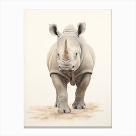 Simple Illustration Of A Rhino Walking 1 Canvas Print