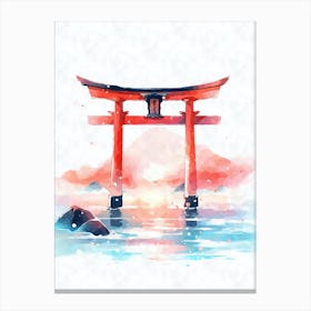 Aesthetic Japanese Shinto Shrine Torii Gate Lake Canvas Print