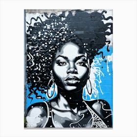 Graffiti Mural Of Beautiful Black Woman 210 Canvas Print