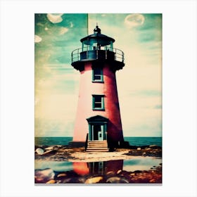 Lighthouse With Polaroid, Double Exposure  Canvas Print