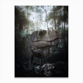 Dinosaur T-Rex In The Jurassic Forest Canvas Print