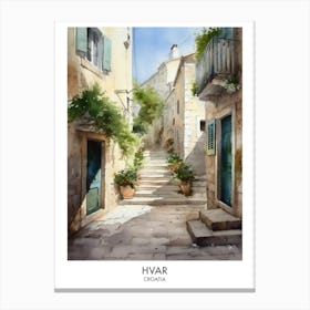 Hvar 1 Watercolour Travel Poster Canvas Print