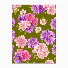 Lilac Repeat Retro Flower Canvas Print