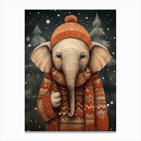 Elephant In Winter Canvas Print