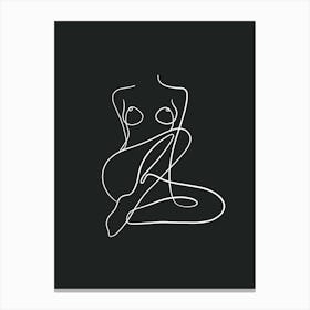 Line Drawing Of A Woman Dark Canvas Print