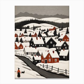 Minimalist Scandinavian Village Painting (9) Canvas Print