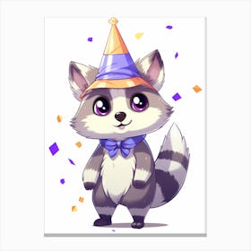 Cute Kawaii Cartoon Raccoon 28 Canvas Print