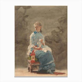 Young Woman Sewing (1876), Winslow Homer Canvas Print