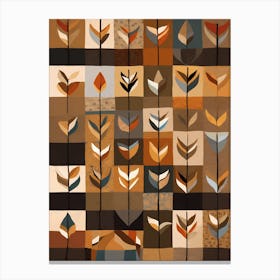 "Twig" American Quilting Inspired Folk Art with Earth Tones, 1384 Canvas Print