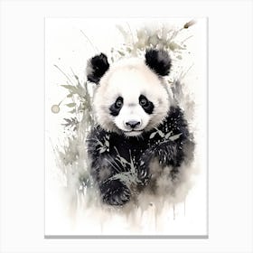 Panda Art In Sumi E (Japanese Ink Painting) Style 2 Canvas Print