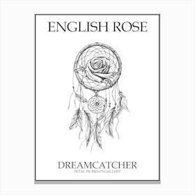 English Rose Dreamcatcher Line Drawing 3 Poster Canvas Print