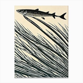 Needlefish Linocut Canvas Print