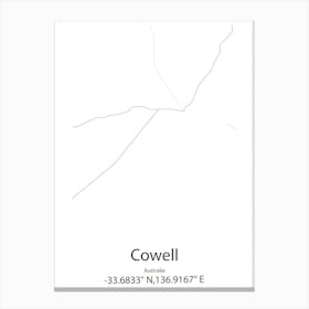 Cowell,Australia Minimalist Map Canvas Print