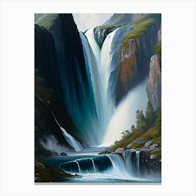 Nærøyfjord Waterfalls, Norway Peaceful Oil Art  (2) Canvas Print