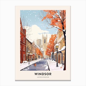 Vintage Winter Travel Poster Windsor United Kingdom 3 Canvas Print
