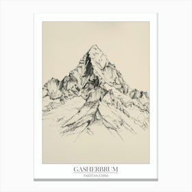 Gasherbrum I Pakistan China Line Drawing 1 Poster Canvas Print
