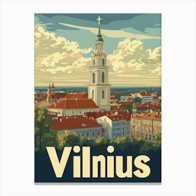 Aihrgdesign A Classic 1960s Travel Poster For Vilnius 1 Canvas Print